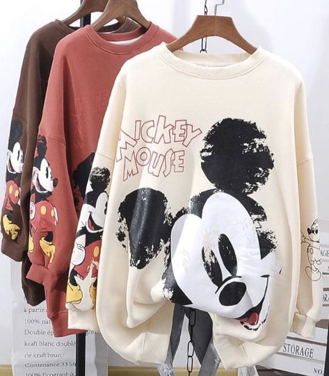 Plus Zise, Loose Pullover Sweater, Mickey Mouse Sweatshirt, 90s Sweatshirt, Womens Prom Dresses, Mode Design, Summer Fabrics, Disney Outfits, Printed Sweater