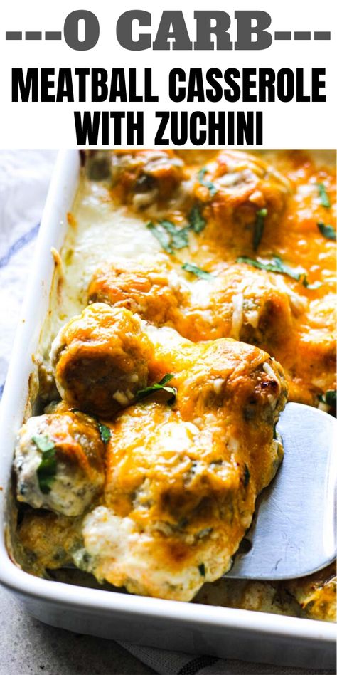 Casserole With Zucchini, Meatball Casserole, Low Carb Meatballs, Low Carb Low Fat Recipes, No Carb Recipes, Best Low Carb Recipes, Carb Dinner, Low Carb Breakfast Recipes, Low Carb Diet Recipes