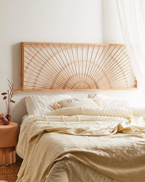 Urban Outfitters Home’s Instagram profile post: “Boho-style sunshine for your space. Link in bio to shop! #UOHome” Bohemian Headboard, Bamboo Headboard, Creative Headboard, Boho Headboard, Urban Outfitters Home, Caned Headboard, Wooden Headboard, Inspire Me Home Decor, Headboard Designs