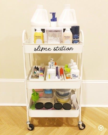 Slime Station Organization, Slime Room Ideas, Slime Making Station, Slime Station Ideas, Slime Organization Ideas, Dyi Slime, Slime Activities, Scar Ideas, Slime Station