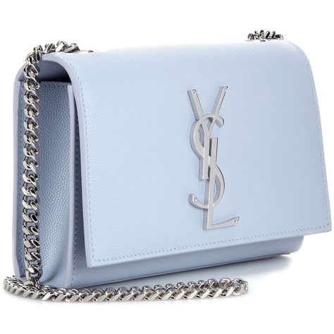 Saint Laurent Classic Monogram Leather Shoulder Bag ($1,260) ❤ liked on Polyvore featuring bags, handbags, shoulder bags, bolsas, borse, bagsss, clutches, genuine leather shoulder bag, blue leather handbag and light blue purse Sac Yves Saint Laurent, Luxury Bags Collection, Real Leather Handbags, Classic Monogram, Girly Bags, Blue Handbags, Blue Purse, Luxury Purses, Fancy Bags