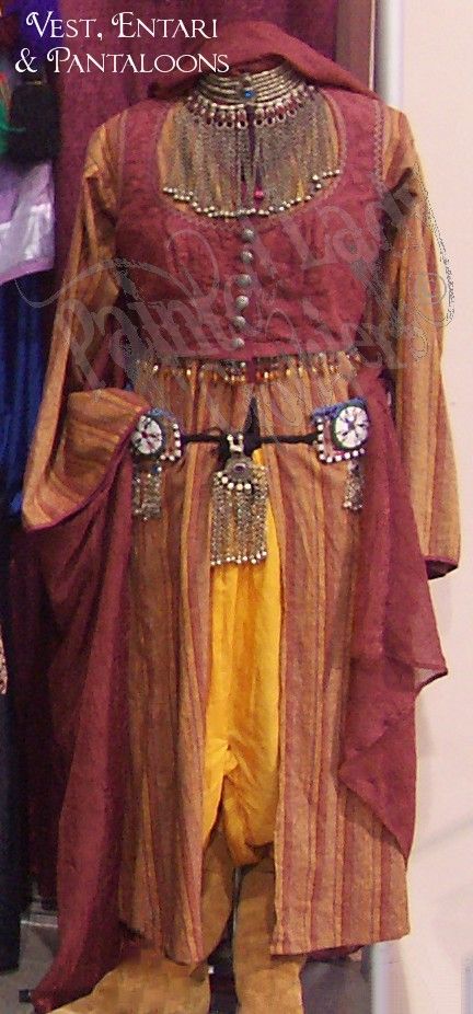 Turkish Style Ensemble with Turkish Style Vest, Turkish Entari Coat, Pantaloons and Wrap  You can create your own outfit here:  http://www.paintedladyclothiers.aradium.com/94vo0 Egypt Steampunk, Create Your Own Outfit, Turkish Vest, Dancing Clothes, Medieval Garb, Turkish Style, Style Vest, Turkish Fashion, Belly Dancing