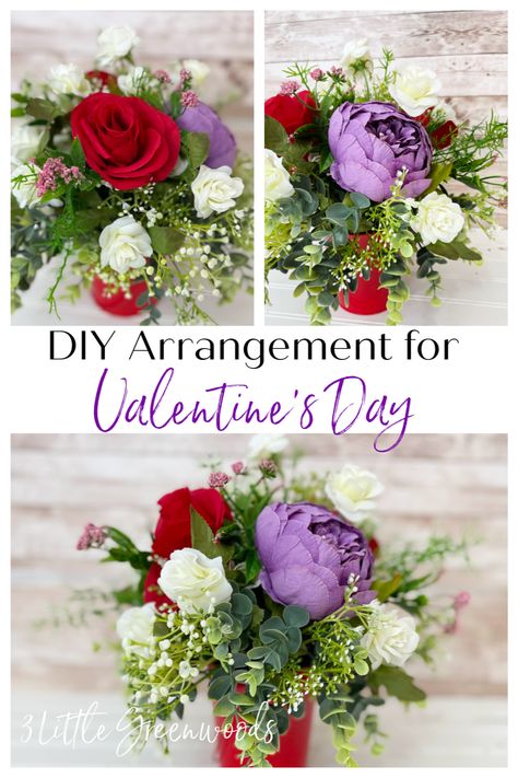 Show your love this Valentines Day with an eye-catching and romantic floral arrangement. Why not try your hand at making your own from scratch with my DIY Valentines Flower Arrangement guide - featuring beautiful red roses and purple peonies? Follow the easy to follow video tutorial for step-by-step instructions on how to make a stunning floral arrangement for your home, or to give as a gift. Get creative and make your own unique bouquet to impress your special someone. Valentines Flower, Valentines Bouquet, Valentine Flower Arrangements, Wreath Workshop, Valentine Bouquet, Wreaths For Sale, Diy Arrangements, Unique Bouquet, Purple Peonies