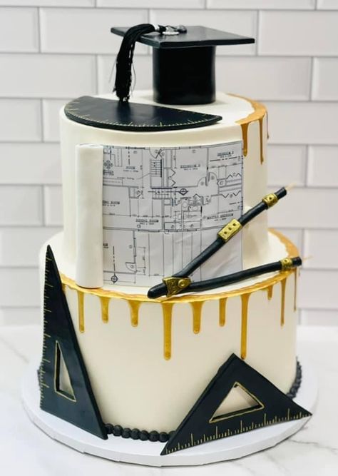 Architecture Graduation Party, Mechanical Engineering Graduation Cake, Civil Engineering Theme Cake, Engineer Graduation Pictures, Engineering Graduation Pictures, Engineer Graduation Party Ideas, Architect Cake Ideas, Civil Engineer Cake Design, Master Cake Graduation