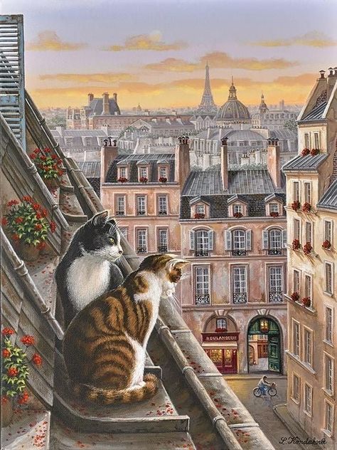 “Liudmila Kondakova morning” Paris Cat, Cat Art Illustration, Image Chat, Cat Artwork, Cats Illustration, Cat Wallpaper, Cat Painting, Cat Illustration, Cat Drawing