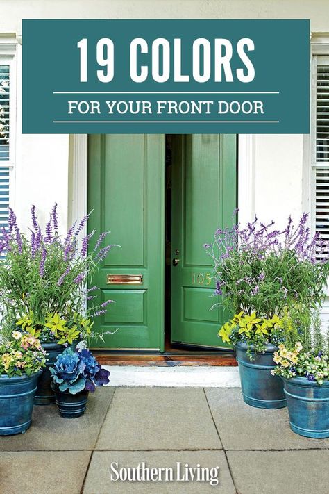 Painted Front Door Ideas, Bold Front Door Colors, Front Door Lights, Blue Interior Doors, Bold Front Door, Bright Front Doors, Farm Exterior, Door Color Ideas, Sunset Kitchen