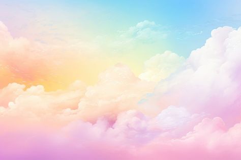 Colorful rainbow sky backgrounds outdoors nature | premium image by rawpixel.com / Miiruuku Landscape Pastel Background, Pastel Clouds Aesthetic, Pastel Clouds Wallpaper Desktop, Pastel Clouds Background, Rainbow Scenery, Fantasy Clouds, Sky Backgrounds, Clouds Rainbow, Pink Blue Clouds Aesthetic