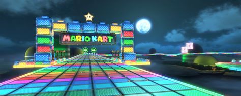 Rainbow Road stage - Mario Kart 8 DLC Mario Wallpaper Laptop, Rainbow Road Mario Cart, Mario Kart Widget, Rainbow Road Mario Kart Wallpaper, Rainbow Road Mario Kart Aesthetic, Super Mario Rainbow Road, Mario Kart Rainbow Road, Rainbow Road Mario Kart, Mario Kart Party