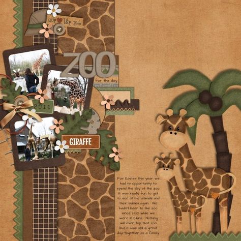 Zoo Scrapbook Layout Ideas | Scrapbook Layout #giraffe Safari Scrapbook, Paper Craft Ideas For Kids, Scrapbook Layout Ideas, Vacation Scrapbook, Paper Craft Ideas, Scrapbook Layout Sketches, Summer Scrapbook, Craft Ideas For Kids, Kids Scrapbook