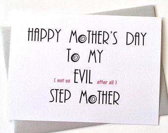 Happy Mothers Day card for step mom, funny step mother mothers day card. Not so evil stepmother. Handmade Mothers Day Card, Dollar Store Diy Decorations, Happy Mothers Day Card, Evil Stepmother, Birthday Cards For Mom, Happy Mother's Day Card, 50th Birthday Cards, Mommy Gift, Step Mom Gifts