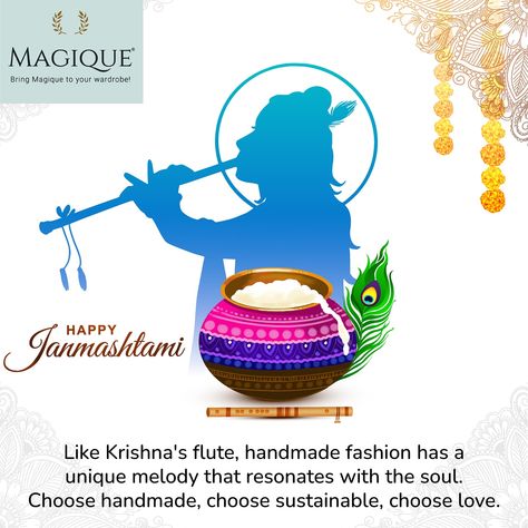 Let the divine spirit of Janmashtami guide you towards a more mindful approach to fashion. Choose sustainable fashion that’s a celebration of life Happy Janamashtmi 🪈 🦚 #janamashtami #krishnalove #krishna #krishna Happy Janamashtmi, Divine Spirit, Krishna Krishna, Krishna Flute, Krishna Love, Choose Love, Handmade Fashion, The Divine, Celebration Of Life