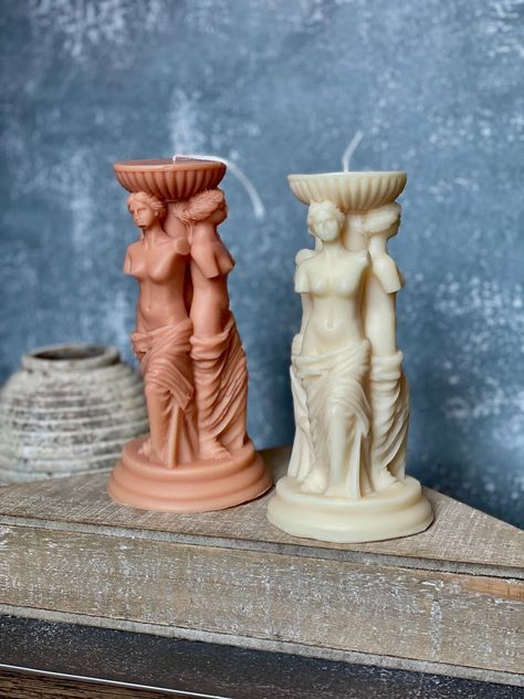 Goddess Trio Sculpture Candle Sculpture Candle, Origami Christmas Tree, Small Deer, Candles Ideas, Christmas Tree Candles, Spring Rain, Candle Business, Candle Tree, Black Candles