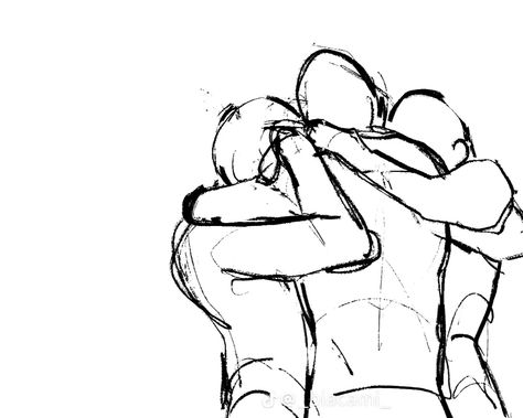 Sibling Hug Reference, Trio Hugging Reference, Group Hug Drawing Reference, Trio Reference Pose, Trio Pose Reference, Trio Art Reference, Trio Drawing Reference, Hug Drawing Reference, Trio Poses Reference