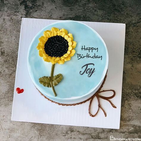 Happy Sunflowers Birthday Cake With Name Sunflower Cake Designs Birthday, Sunflower Birthday Cake For Women, Birthday Cake Sunflower, Sunflower Cake Birthday, Sunflowers Birthday, Sunflower Birthday Cakes, Bbq Baby Shower Decorations, Flower Birthday Cake, Fruit Birthday Cake