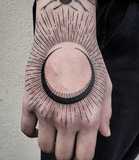 Total Eclipse Tattoo, Eclipse Tattoo Ideas, Disco Elysium Tattoo, Solar Eclipse Tattoo, Hole Tattoo, Black Hole Tattoo, Eclipse Tattoo, Related Tattoos, Cage Tattoos