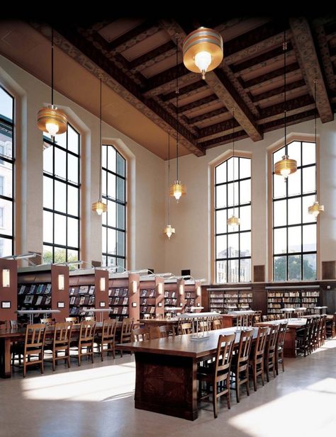 Libraries we love: Berkeley Public Library. California. Library Storage, Library Lighting, Library Shelving, Beautiful Library, College Aesthetic, Library Design, School Library, Home Library, Library Books