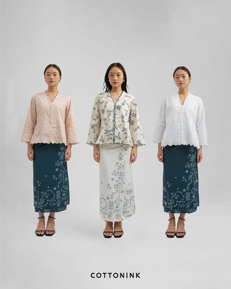 Combining the traditional batik ornaments and minimal silhouettes, each piece is designed to appeal to the modern eye while still representing the timelessness of heritage clothing. Which one is your favorite look? 🍃 #cottonink #cottoninkarchipelago Fashion Batik, Heritage Clothing, Batik Modern, Batik Kebaya, Traditional Costume, Traditional Dress, Fit Check, Traditional Dresses, Batik