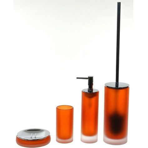 You'll love the Ezrol 4-Piece Bathroom Accessory Set at Wayfair - Great Deals on all Bed & Bath products with Free Shipping on most stuff, even the big stuff. Lotion And Soap Dispensers, Glass Bathroom Accessories, Orange Bathroom, Colored Mason Jars, Orange Bathrooms, Bathroom Accessories Set, Bathroom Accessories Sets, Bathroom Hardware Set, Bath Accessories Set