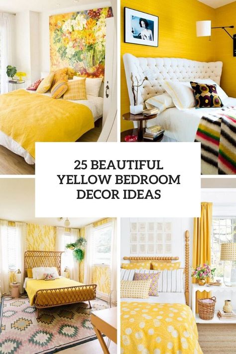 Bedrooms With Yellow Accents, Yellow Bedroom Furniture Ideas, Yellow Guest Room Ideas, How To Decorate A Yellow Bedroom, Mustard Guest Bedroom, Yellow Rooms Ideas Bedrooms, Yellow And White Room Ideas, Yellow Painted Walls Bedroom, Yellow Bedroom Palette