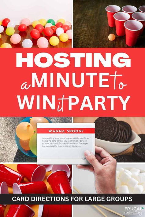 Hosting a game night party can be a challenging task. Luckily, we have compiled 40 Minute to Win It games that are perfect for a group to play for team building, icebreakers laughter, and fun. Download, print the Minute to Win it game cards, and fold them into table tent cards for easily accessible game directions. These include your favorite list of the best Minute to Win it games for adults, teens, youth, and kids. This printable Minute to Win it List printable is easy to use and fun for all! Minute To Win It Party Decorations, 50th Bday Party Games, Easy Minute To Win It Games For Kids, Adult Olympic Party Games, Game Prizes For Adults, Picnic Game Ideas, Birthday Party Activities For Teens, Minute To Win It Games For Kids, Minute To Win It Games For Adults