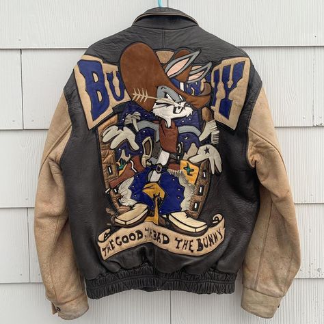 Look what I just found on Depop 🙌 https://depop.app.link/bE2D3sEtOwb Bugs Bunny Looney Tunes, Senior Jackets, Sick Clothes, Dj Snake, Street Fashion Men Streetwear, Classic Cardigan, Men Fashion Casual Outfits, Leather Products