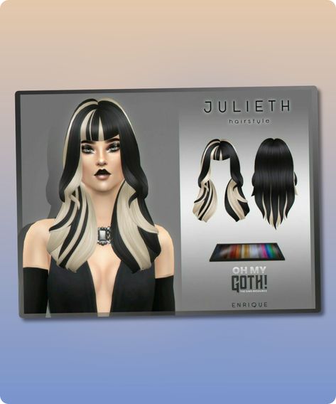 Sims 4 Hairstyle CC: OH MY Goth     Julieth Hairstyle By Enriques4 Sims Bangs, Sims 4 Base Game Outfits Ideas, Outfit Ideas Goth, 4 Hairstyles, Sims 4 Cc Download, Model Nails, Los Sims, Best Sims, Cc Sims