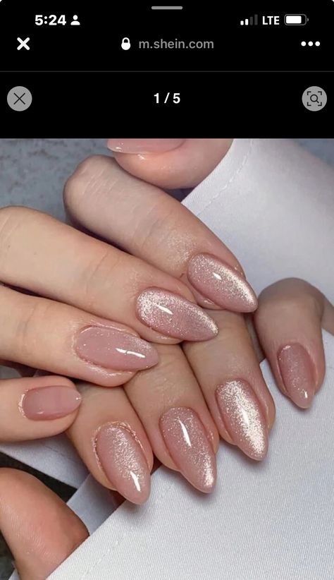 Shilac 2024, Natural Color Almond Nails, Maternity Shoot Nails Ideas, Glass Like Nails, Pale Pink Cat Eye Nails, Nude Chrome Nails Coffin, Nails To Wear With Blue Dress, Cat Eye Nail Ombre, Glassy Cateyes Nails