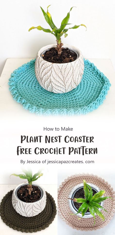 This is a free crochet pattern to make your own Plant Nest Coaster. This pattern is for a plant nest coaster to help keep your favorite plant alive. It is a great way to display your plants and they are also functional! Crochet Cell Phone Holder Free Pattern, Crochet Tulip, Crochet Bookmark Pattern, Crochet Flowers Easy, Crochet Coaster Pattern, Easy Crochet Projects, Flower Bookmark, Crochet Daisy, Crochet Plant