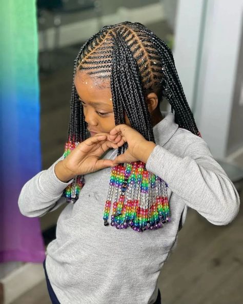 Beautiful hairstyle for kids Lil Girl Hairstyles Braids, Black Kids Braids, Kids Cornrows, Hairstyle For Kids, Braids Beads, Toddler Braided Hairstyles, Black Kids Braids Hairstyles, Kids Hairstyle, Easy Hairstyles For Kids