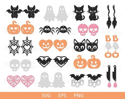 Cricut Leather Earrings, Faux Leather Earrings Svg, Jewelry Svg, Cricut Leather, Earrings Svg, Faux Leather Earrings, Svg Halloween, Halloween Signs, Halloween Earrings