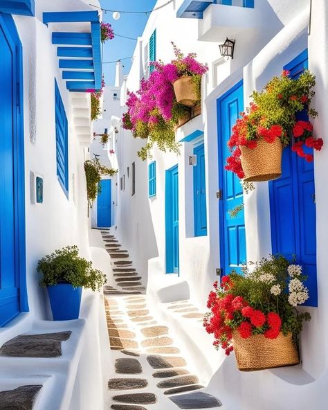 (1) Home / X Greece Decor, Greece Homes, Greece House, Santorini House, Beautiful Small Homes, Paros Greece, Santorini Travel, Tiny House Loft, Gorgeous Doors