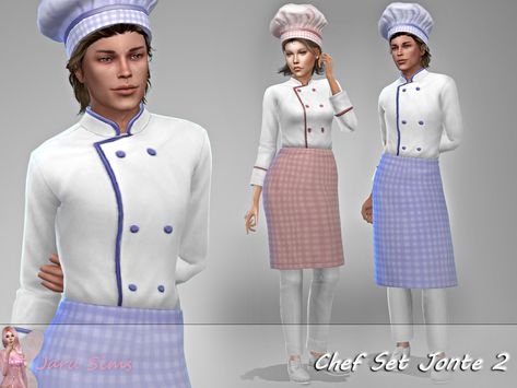 Waiter Outfit, Chef Dress, Baker Clothes, Cook Clothes, Waitress Outfit, Job Clothes, Sims 4 Download, Chef Uniform, Chef Clothes