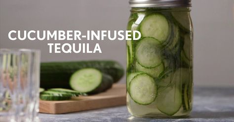 This cucumber-infused tequila is refreshing in a margarita and great when used for punches. Infused Tequila, Infused Liquors, Tequila Recipe, Tequila Tasting, Spicy Drinks, Fun Summer Drinks, Tequila Bar, Tequila Margarita, Grapefruit Soda