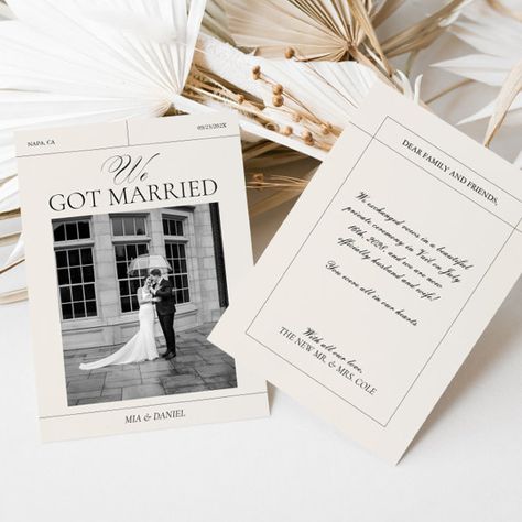 We Got Married Vintage Wedding Announcements Card Surprise We Got Married Announcements, Wedding Anoucments, We Got Married Announcement, Wedding Announcement Ideas, Elopement Cards, Vintage Wedding Announcements, Wedding Announcements Photos, Weddings Idea, Wedding Announcement Cards