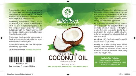 Ellie's Best Coconut Oil label design. Coconut Oil Label Design, Herbal Label Design, Coconut Oil Label, Oil Label Design, Sample Flyers, Modern Packaging Design, Oil Logo, Organic Branding, Oil Label