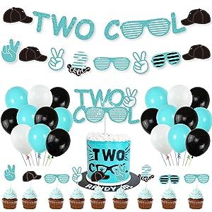 2 Cool Birthday Cake, Two Cool Birthday Cookies, Two Cool Birthday Party Boy Decorations, Too Cool Birthday Theme, Cool Birthday Decorations, Two Cool Birthday Cake, 2 Cool Birthday Party Boy, Boys 2nd Birthday Party Themes, Two Cool Birthday Party Boy