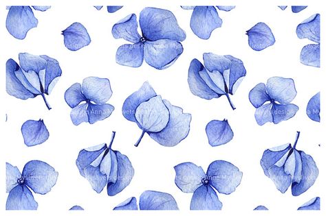 Seamless hydrangea watercolor by Anna Myslivets on @creativemarket Flowers Background Design, Blue Hydrangea Watercolor, Hydrangea Watercolor, Flower Background Design, Watercolor Hydrangea, Shadow Drawing, Flowers Background, Illustration Botanique, 수채화 그림