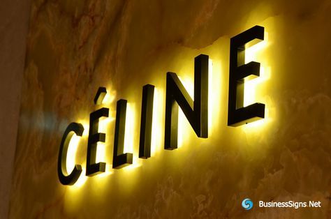 3D LED Backlit Signs With Painted Stainless Steel Letter Shell & 20mm Thickness Acrylic Back Panel For Céline Backlit Signage, 3d Signage, Restaurant Signage, Illuminated Signage, Outdoor Logos, Backlit Signs, Led Signage, Exterior Signage, Illuminated Signs