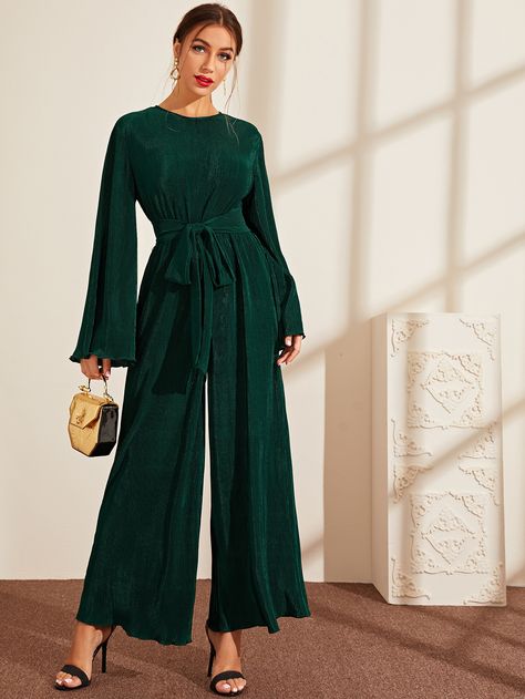 Jumpsuit Outfit Wedding Hijab, Jumpsuit Soiree, Graduation Jumpsuit, Jumpsuit Outfit Wedding, Pleated Jumpsuit, Soiree Dress, Belted Jumpsuit, Belt Jumpsuit, Jumpsuit Elegant