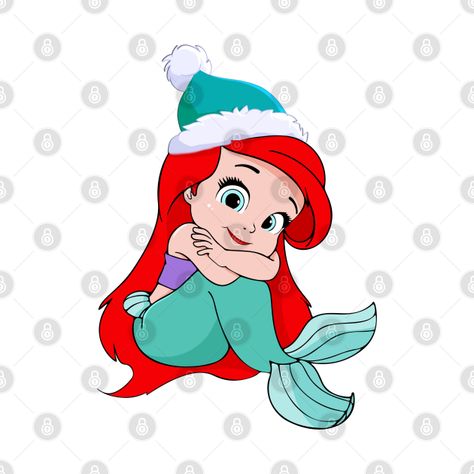 Little Mermaid Christmas, Xmas Characters, Celestial Mermaid, Little Mermaid Painting, Christmas Pictures To Color, Slice Ideas, Christmas Mermaid, Mermaid Merchandise, Easy Christmas Drawings