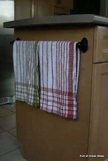 towel rack at the end of the island Kitchen Towel Bar Ideas, Kitchen Towel Holder Ideas, Ikea Kitchen Rack, Ikea Towel, Towel Hanging Ideas, Ikea Towels, Toallero Ideas, Kitchen Towels Hanging, Kitchen Towel Rack