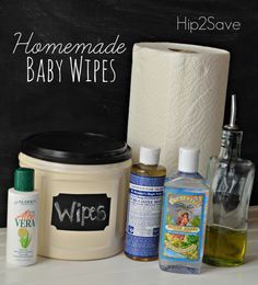 Homemade Baby Wipes Recipe - 1-1/2 cup water, 1T olive oil, 1 T aloe, 2 T witch hazel, 1T baby or Castile soap (but not peppermint!) Baby Wipes Recipe, Homemade Baby Wipes, Diy Bebe, Homemade Beauty, Castile Soap, Homemade Baby, Cleaners Homemade, Baby Diy, Baby Supplies