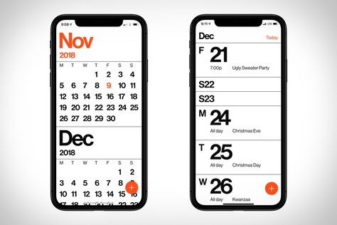 It is what it says it is. Minimal Calendar is a phone calendar stripped down to its basics, rendered in gorgeous clean typography. The current... Calendar Ui Design, Graphic Design Calendar, Phone Calendar, Minimal Calendar, Clean Typography, Interactive Calendar, Design Calendar, Calendar Reminder, Data Visualization Design