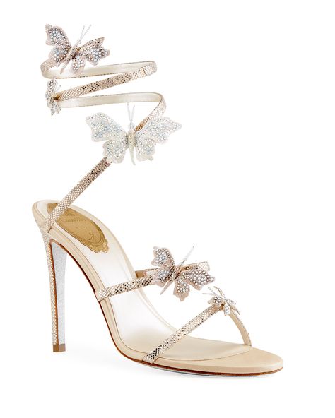 Snake Wedding, Heels Butterfly, Best Bridal Shoes, Nude Heeled Sandals, Rene Caovilla Shoes, Bridal Shoes Low Heel, Lux Fashion, Designer Wedding Shoes, Trendy Heels