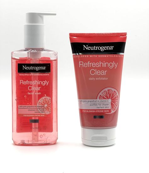 Neutrogena Refreshingly Clear Face Wash Cleanser (200ml) and Exfoliating Face Wash Scrub (150ml) Bundle with Pink Skincare Headband and Wrist Bands For Face... Skincare Headband, Pink Skincare, Exfoliating Face Wash, Exfoliating Face, Face Washing, Clear Face, Exfoliate Face, Pink Grapefruit, Facial Wash