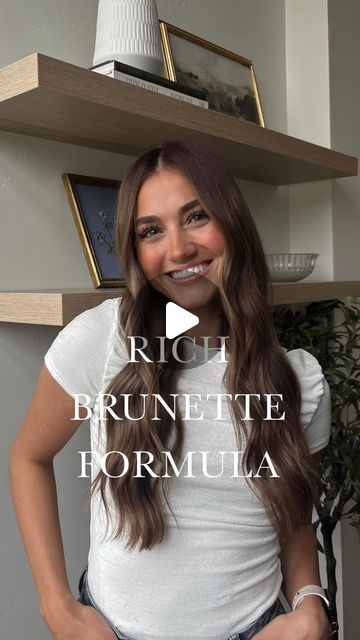 Sydni Jaimes Smith on Instagram: "here it is 🤎✨ @brynnguymon rich brunette color formula 💕  save for your next hair appointment!   #richbrunettes #brunettehaircolor #brunettehairinspo #utahhair #utahhairstylist" Rich Brown Hair Formula, Rich Brown Hair Color Formula, Brunnete Hair Dimension, Blonde To Brunette Formula, Brownie Batter Hair Color Formula, Brunette Hair Formulas, Hair Glaze Before And After Brunettes, All Over Brunette Hair Color, Money Pieces On Brown Hair