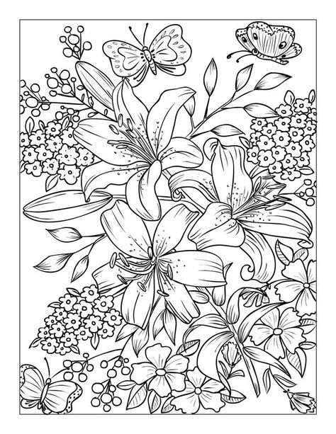 Ava Browne Coloring Pages, Printable Coloring Pages For Adults Simple, Coloring Pages Flowers, Floral Coloring Pages, Free Adult Coloring Printables, A Coloring Page, Adult Coloring Books Printables, Adult Colouring Printables, صفحات التلوين