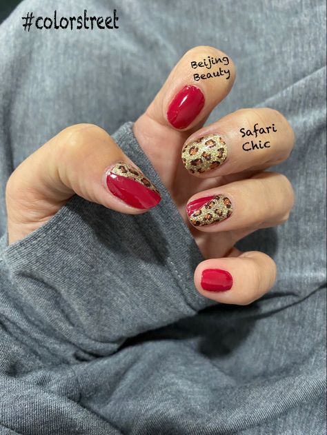 Beijing Beauty ❤️ and Safari Chic 🐆 Beijing Beauty Color Street, Cheetah Nail Designs, Animal Print Nails Art, Safari Chic, Cheetah Nails, Print Nails, Leopard Nails, Animal Print Nails, Street Nails