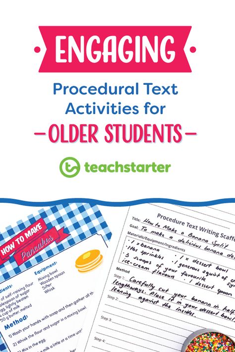 Engaging Procedural Text Activities for Older Students | Teach Starter Procedural Writing Activities, Procedure Text, Procedure Writing, Procedural Text, 6th Grade Writing, Career Building, Procedural Writing, Language Worksheets, Van Build