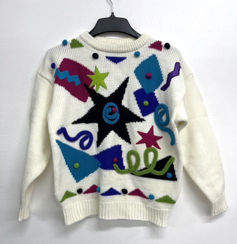 Vintage 80's Gitano 3D Knit Long Sleeve Sweater Ivory Colorful Pullover Large.   If you have any questions don't hesitate to message us. Returns accepted within 30 days. Buyer pays return shipping and item must be in condition you received it in. There will a 20% restocking fee on all returns.  Thank you for shopping with The Brinkley 7. Have a wonderful day! Sweaters Outfit, Silly Clothes, Novelty Sweater, Patterned Sweater, Grandma Sweater, 80s Sweater, 80s Outfit, 1980s Fashion, Have A Wonderful Day